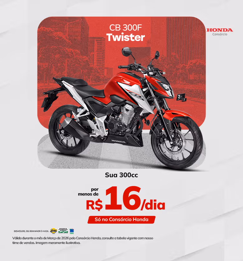 Banner Março 2026 Luc Sul Motos Honda Consórcio CB 300F Twister