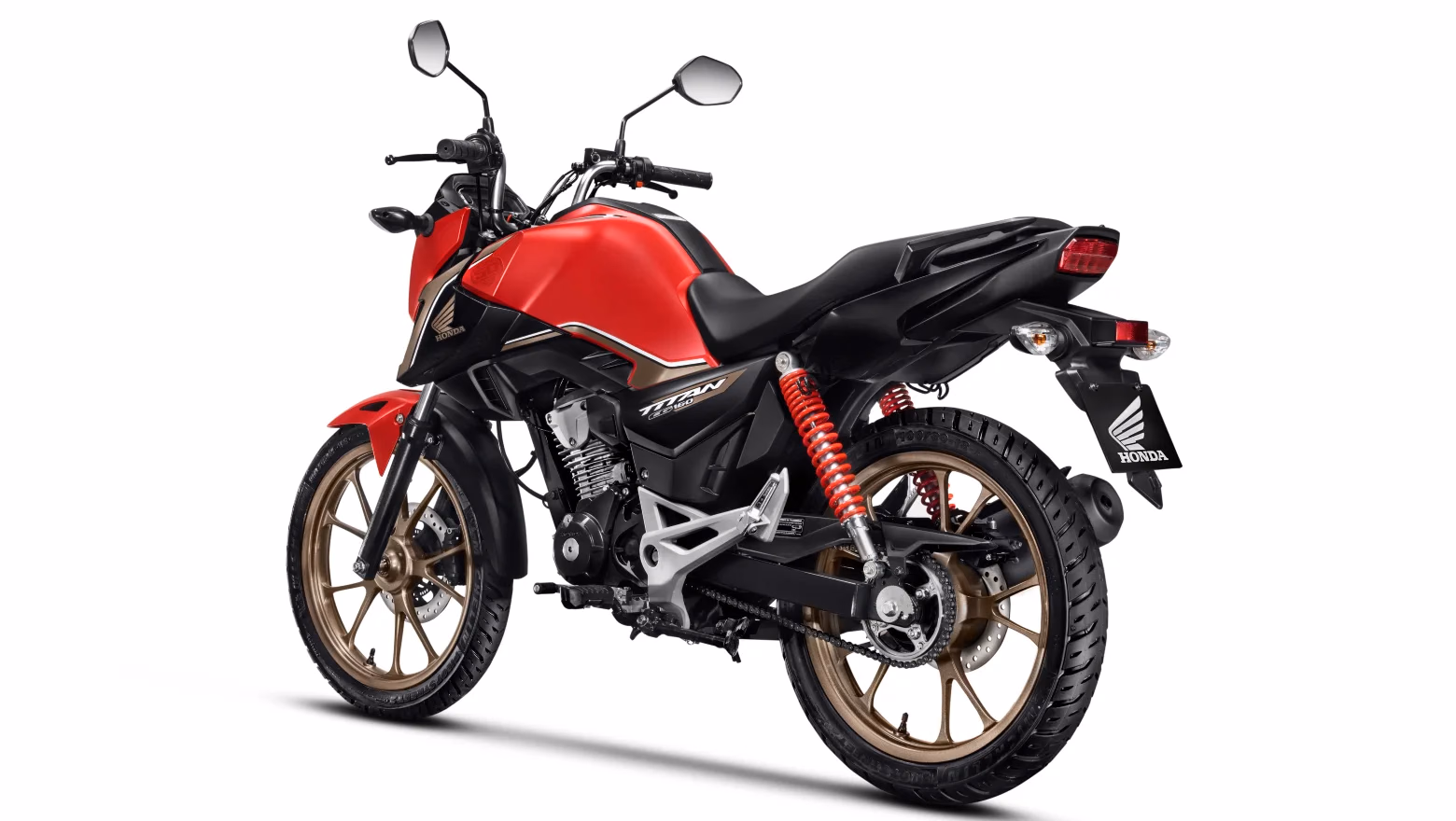Moto Honda Nova Cg Comemorativa Vermelha Visao Total Vertical Trazeira Esquerda - 24 de 24